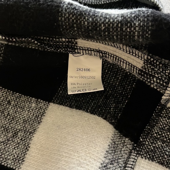Fall Black & White open front checkered plaid long coat jacket size XS - Picture 9 of 12